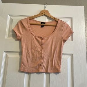 Womens Peach Crop U Line Top